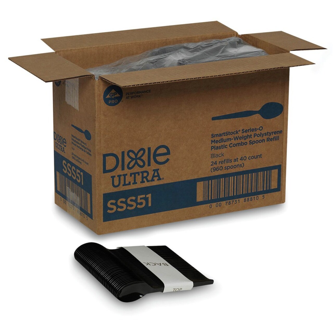 Dixie SmartStock Series-O 6 in. Mediumweight Plastic Cutlery Spoons Refill - Black (40/Pack, 24 Packs/Carton)